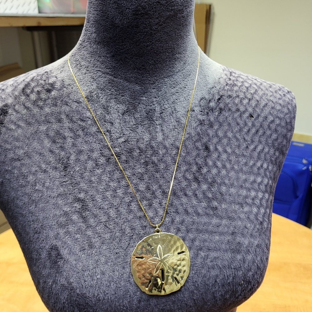 Gold Color Sand Dollar Necklace - Picture 2 of 5